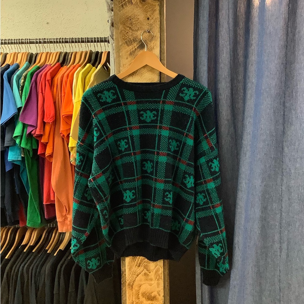 Vintage Givenchy Green/Black Patterned Knit Sweater